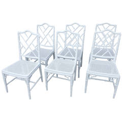 Set 6 Faux Bamboo Chinese Chippendale Chairs