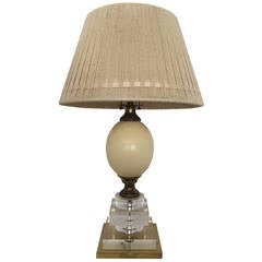 Lucite and Brass Ostrich Egg Lamp