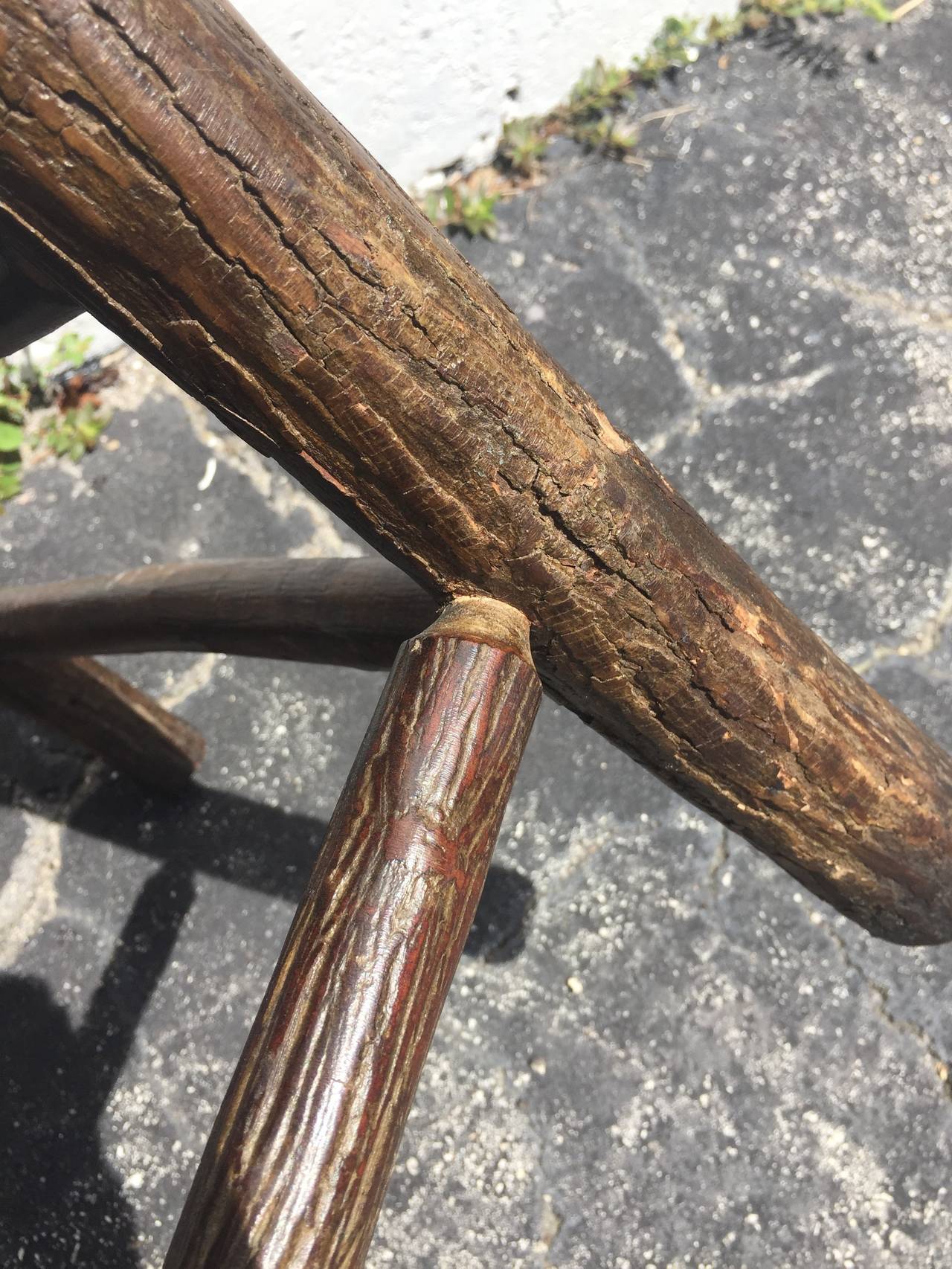 Set of Ten Old Hickory Leather and Wood Chairs 2