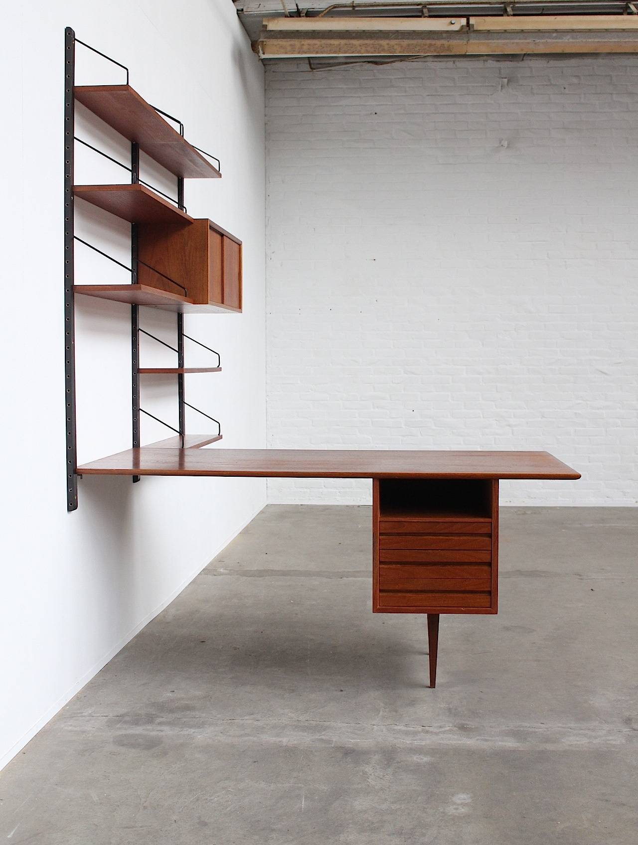 Mid-20th Century Extremely Rare Desk Unit by Poul Cadovius for Royal Systems Copenhagen, Denmark