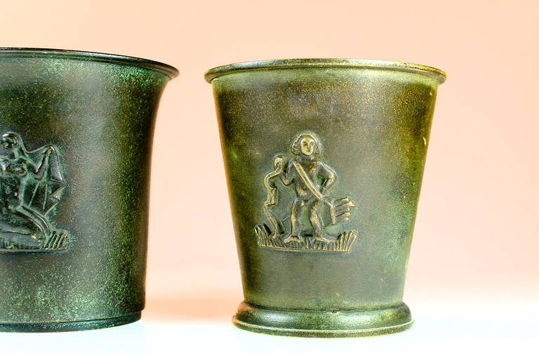 2 bronze Swedish Ystad vases about 1930 In Good Condition For Sale In Amsterdam, NL
