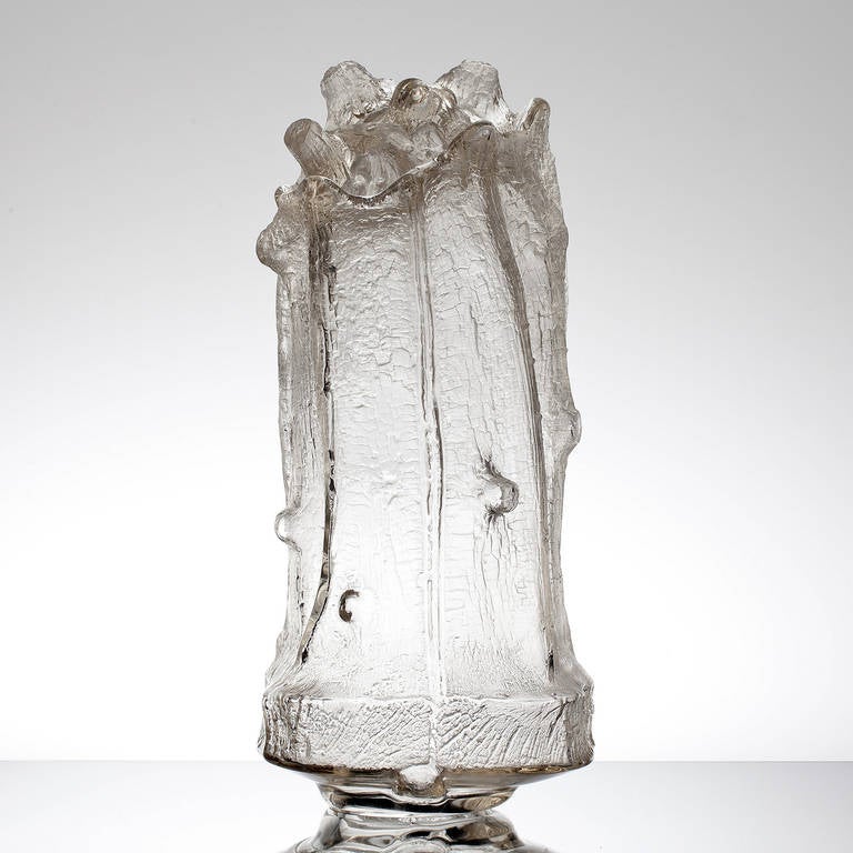 TIMO SARPANEVA
Sculpture, from the ' Finlandia '  series, 1964-66
Mould-blown and cast glass.
Manufactured by Iittala, Finland.
Underside incised with 'Timo Sarpaneva' & ' 16.3.1967'

About 52 cm High,  29 cm Dia.