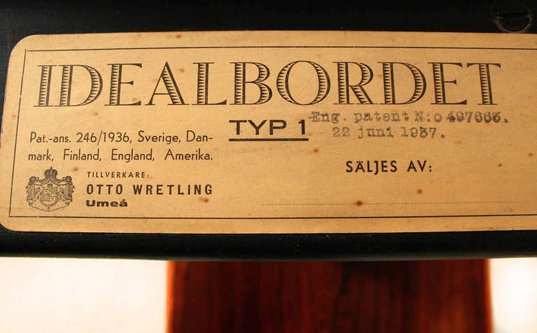 Rare swedish adjustable Otto Wretling table, 