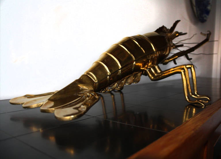 Mid-20th Century Cool & decorative big and massive lobster made of brass