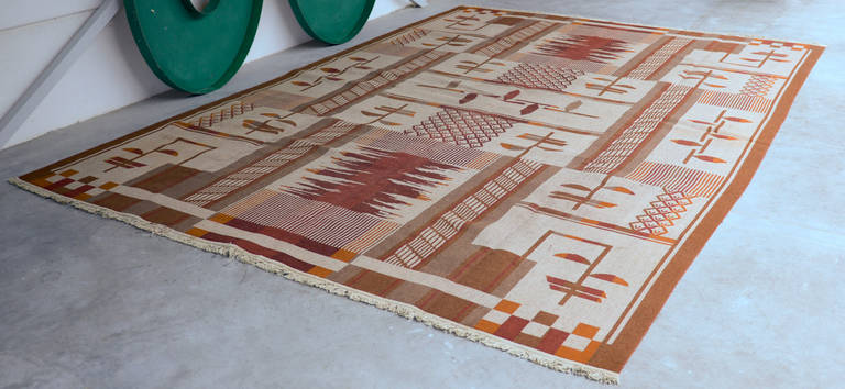 Suédois Grand tapis suédois rare et unique, Art Déco en vente
