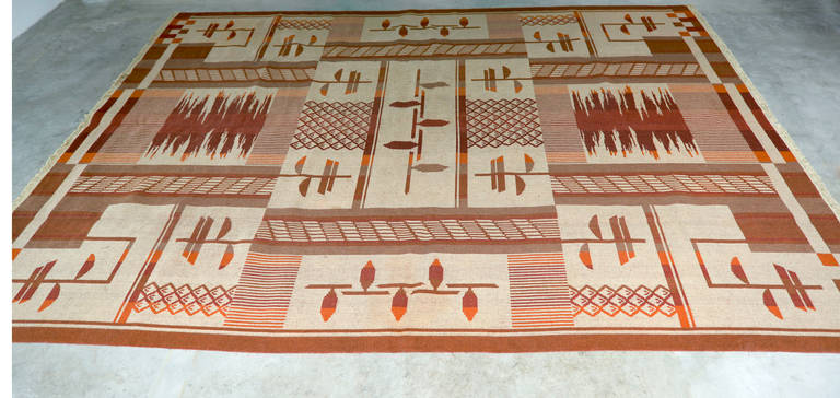 Grand tapis suédois rare et unique, Art Déco Excellent état - En vente à Amsterdam, NL