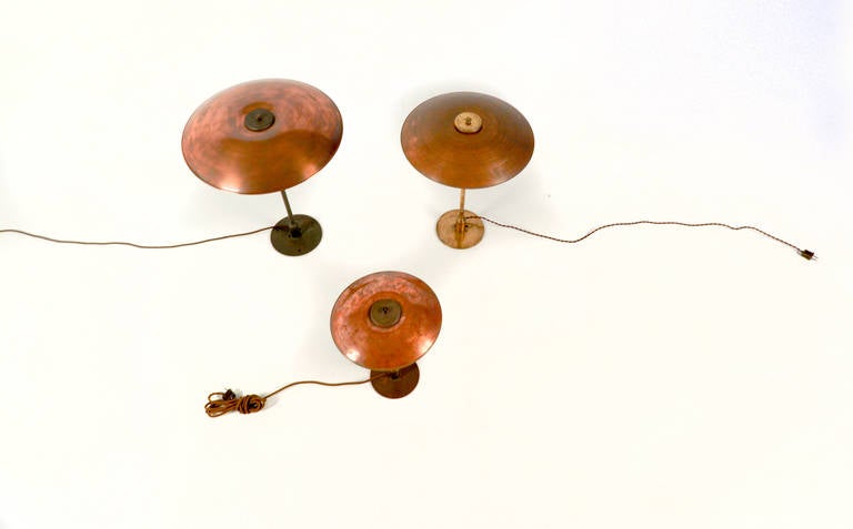 Extremely Rare PH 4/3 Copper and Amber Glass Shades Lamp For Sale 4