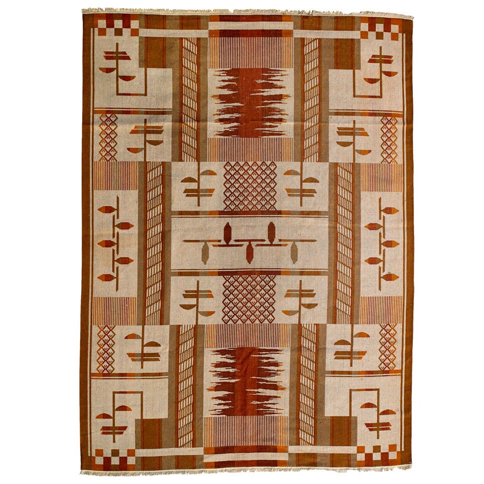Grand tapis suédois rare et unique, Art Déco en vente