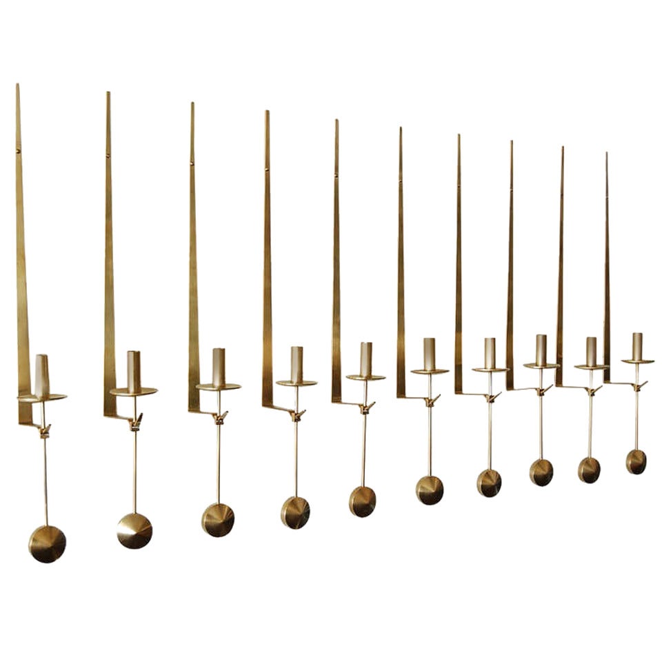 Set of 14 Wallmounted Elegant Candles Designed by Pierre Forsell