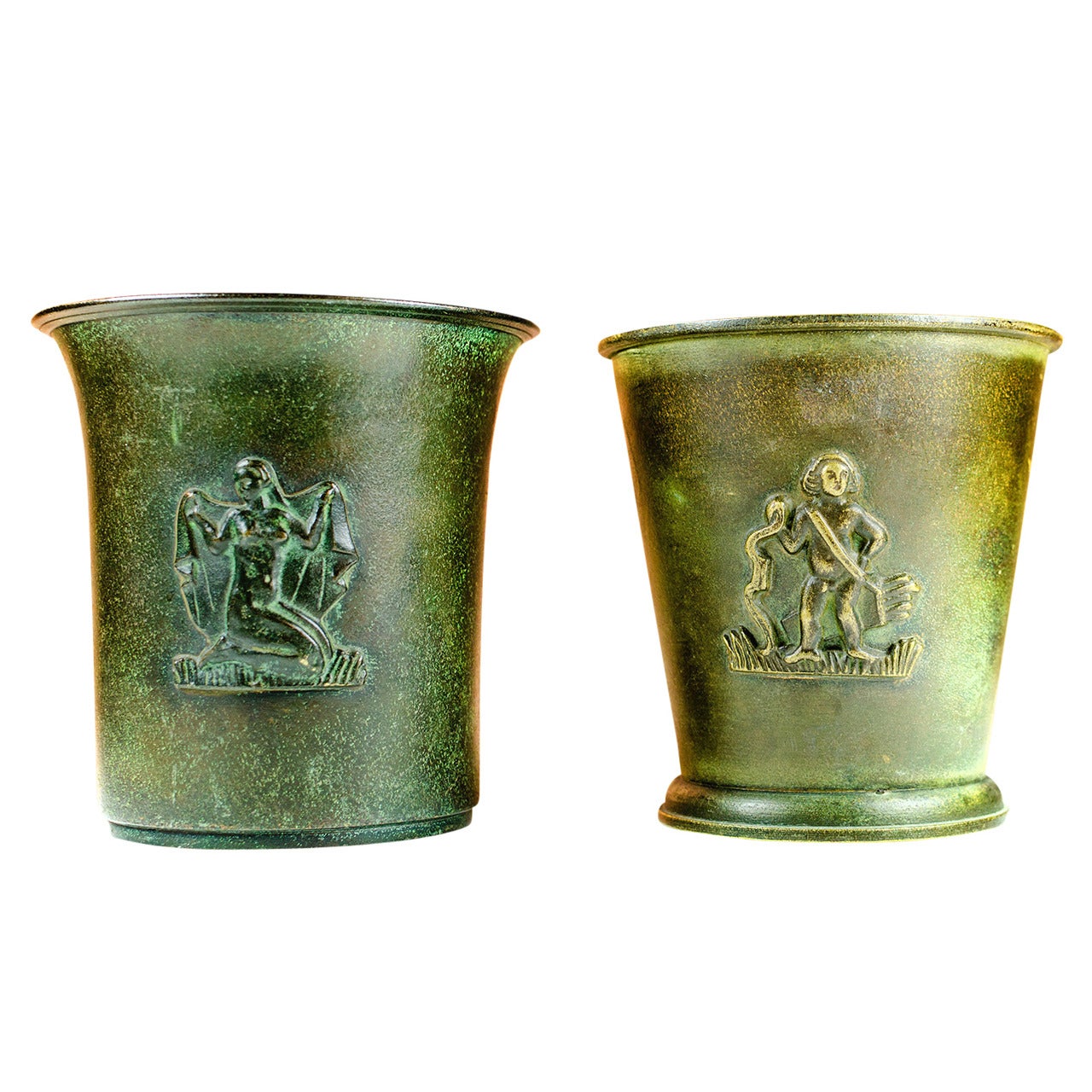 2 bronze Swedish Ystad vases about 1930 For Sale