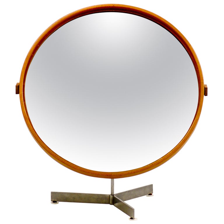 Large Oak Table Mirror by Östen Kristiansson for luxus. For Sale at
