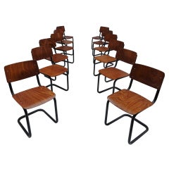 Set of 12 Marko cantilever industrial chairs, The Netherlands