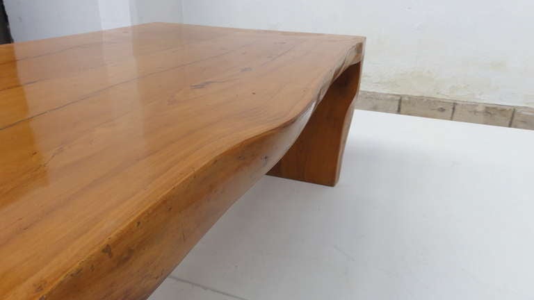 Italian Custom Made Rustic Walnut Corner Table / Bench 1960's 1