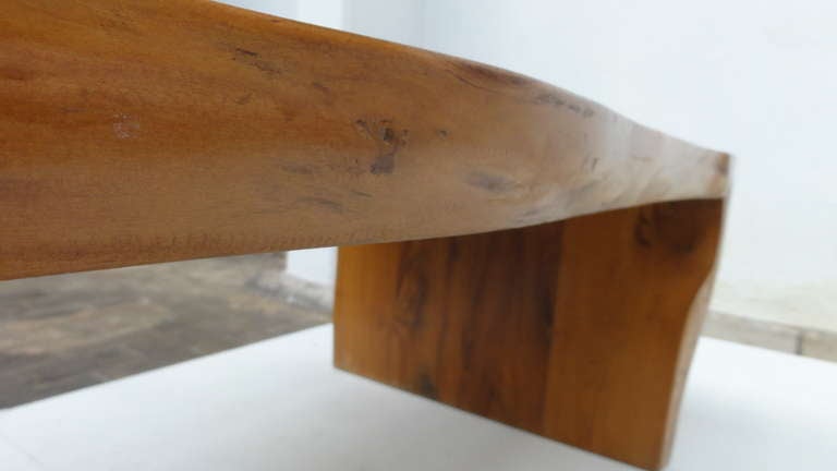 Italian Custom Made Rustic Walnut Corner Table / Bench 1960's 2