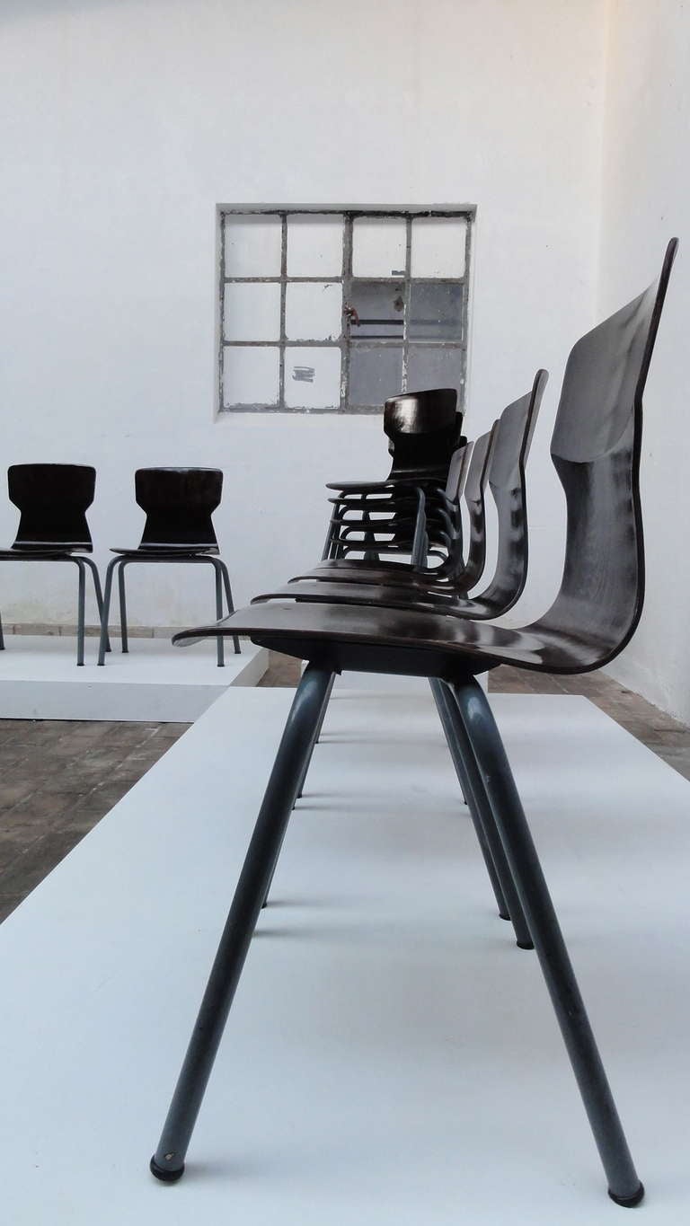 Metal Set of 12 stackable Pacwood Galvanitas Industrial chairs, The Netherlands