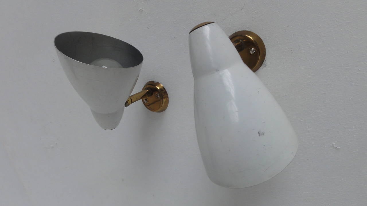 Mid-Century Modern Pair of Stilux attributed Italian 50's wall sconces