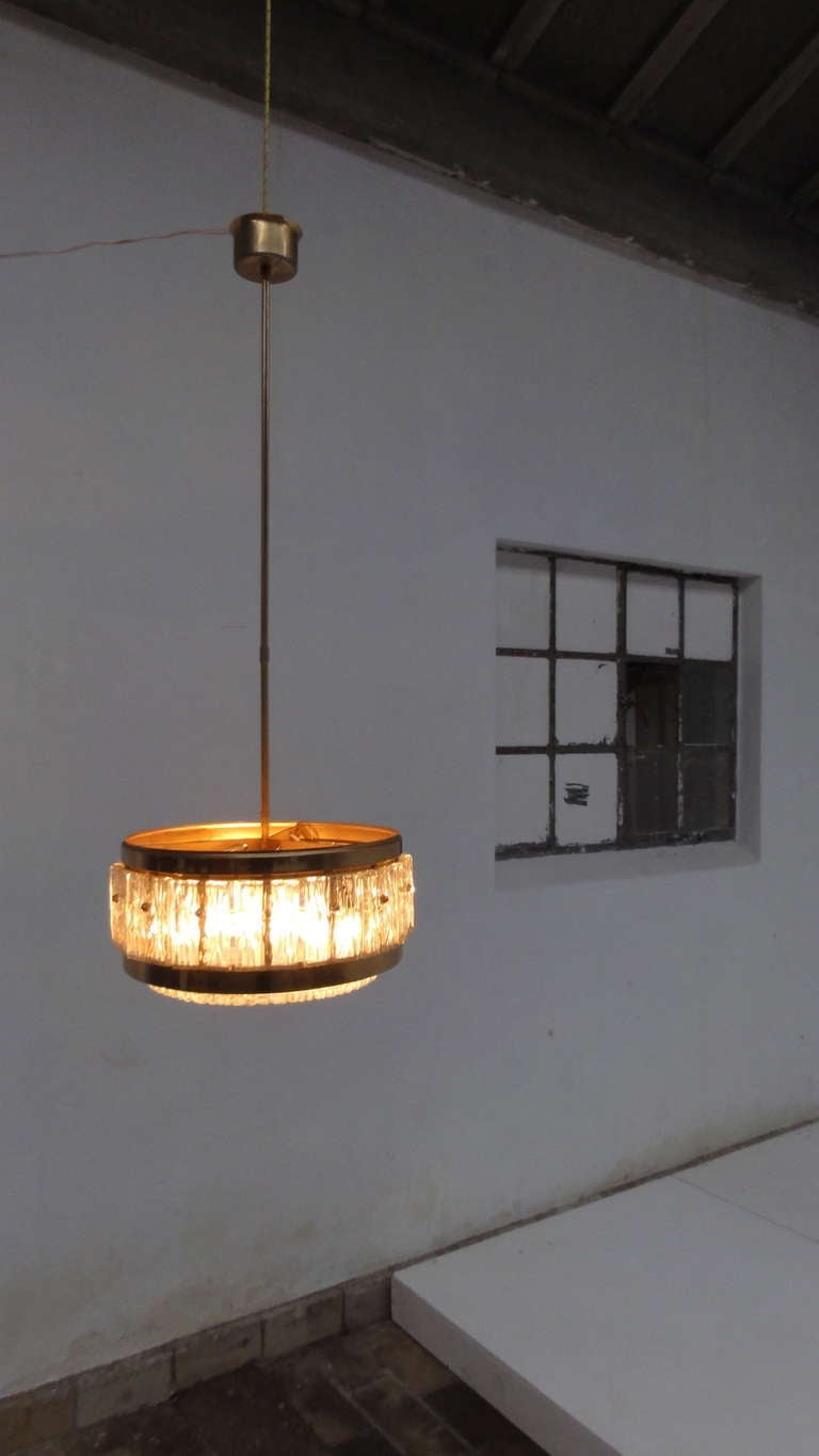 Doria Glass & Brass Pendant Germany 1960's In Good Condition For Sale In bergen op zoom, NL