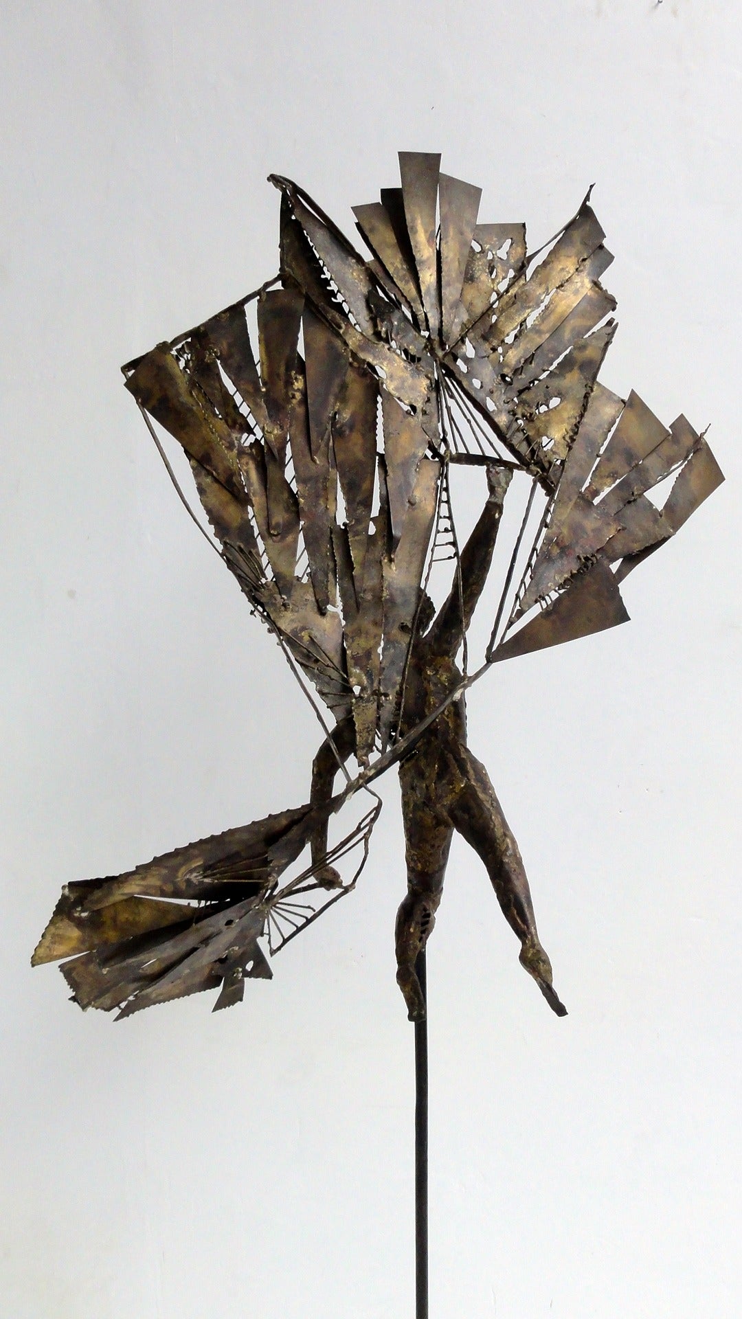 Mid-20th Century Impressive Artisan-Made 'Icarus' Brass and Steel Sculpture, 1960s