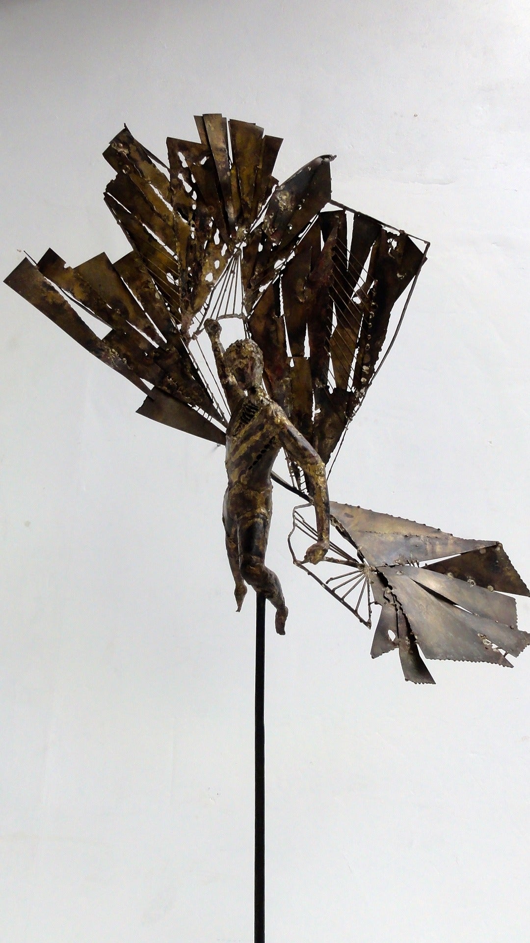 Impressive Artisan-Made 'Icarus' Brass and Steel Sculpture, 1960s 2