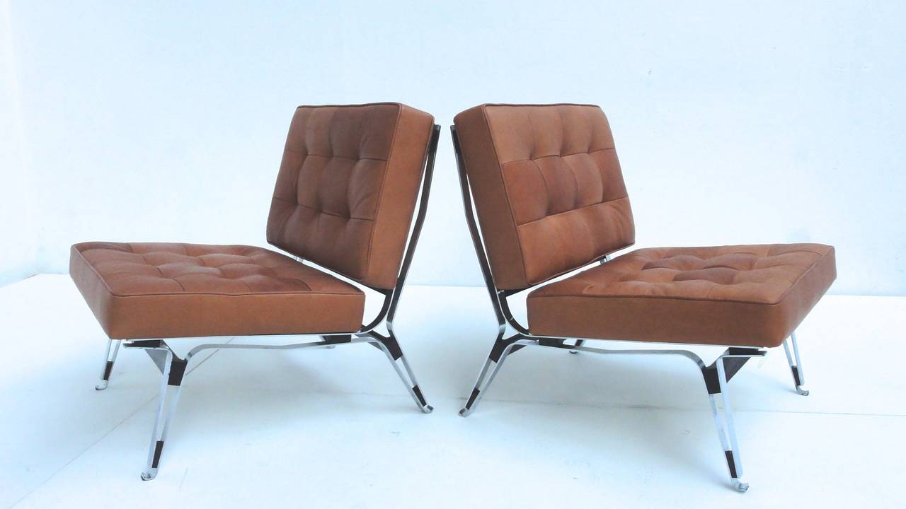 Mid-20th Century Beautiful Ico Parisi '856' Leather Lounge Chairs, Cassina, 1957