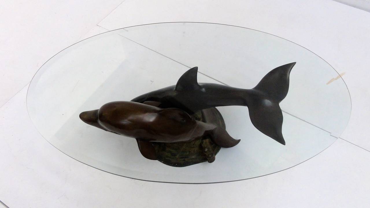 Decorative Casted Bronze Dolphins coffee table 4