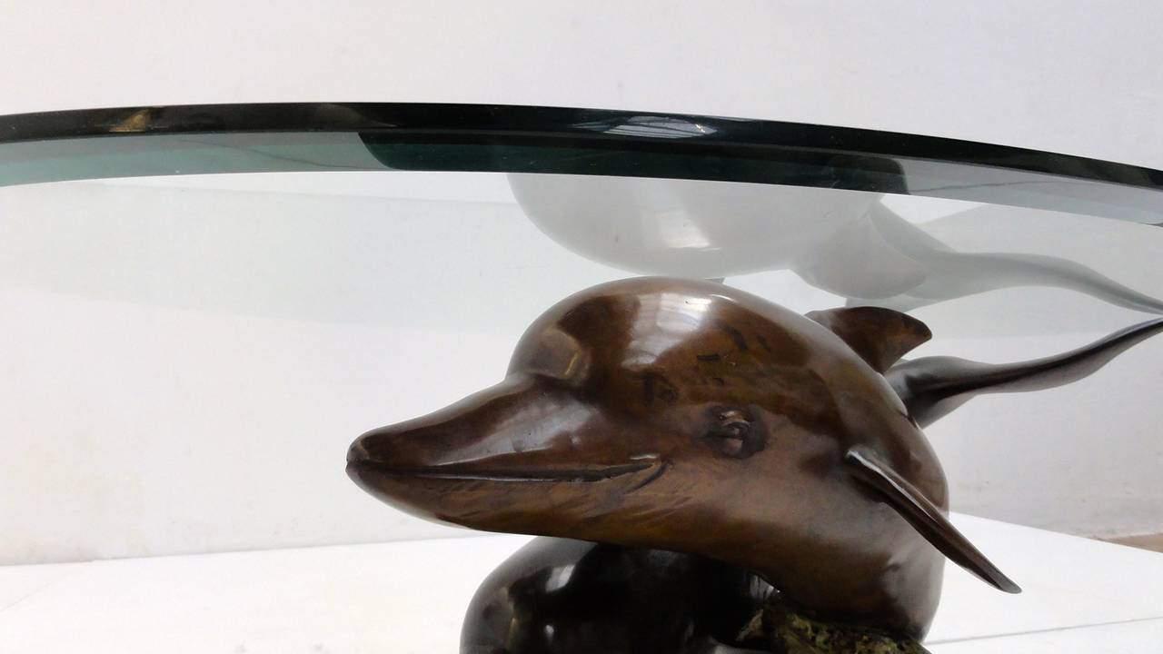 Decorative Casted Bronze Dolphins coffee table 5