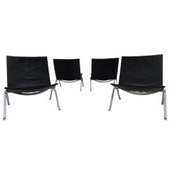 Superb set of 4 Kjaerholm PK22 lounge chairs, Fritz Hansen