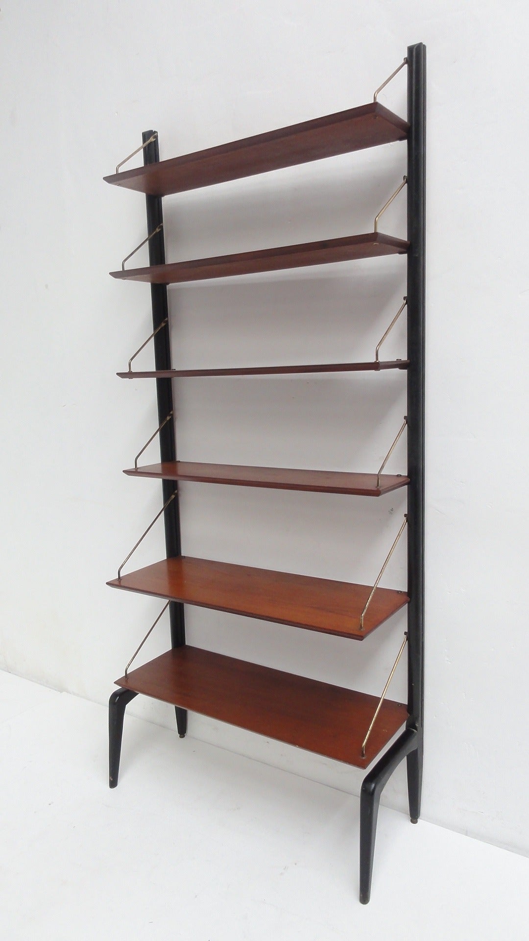 Mid-20th Century Beautiful Organic Brass and Teak 1950s Shelving by Louis Van Teeffelen for Wébé