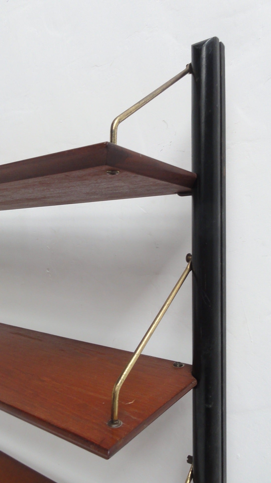 Beautiful Organic Brass and Teak 1950s Shelving by Louis Van Teeffelen for Wébé 2