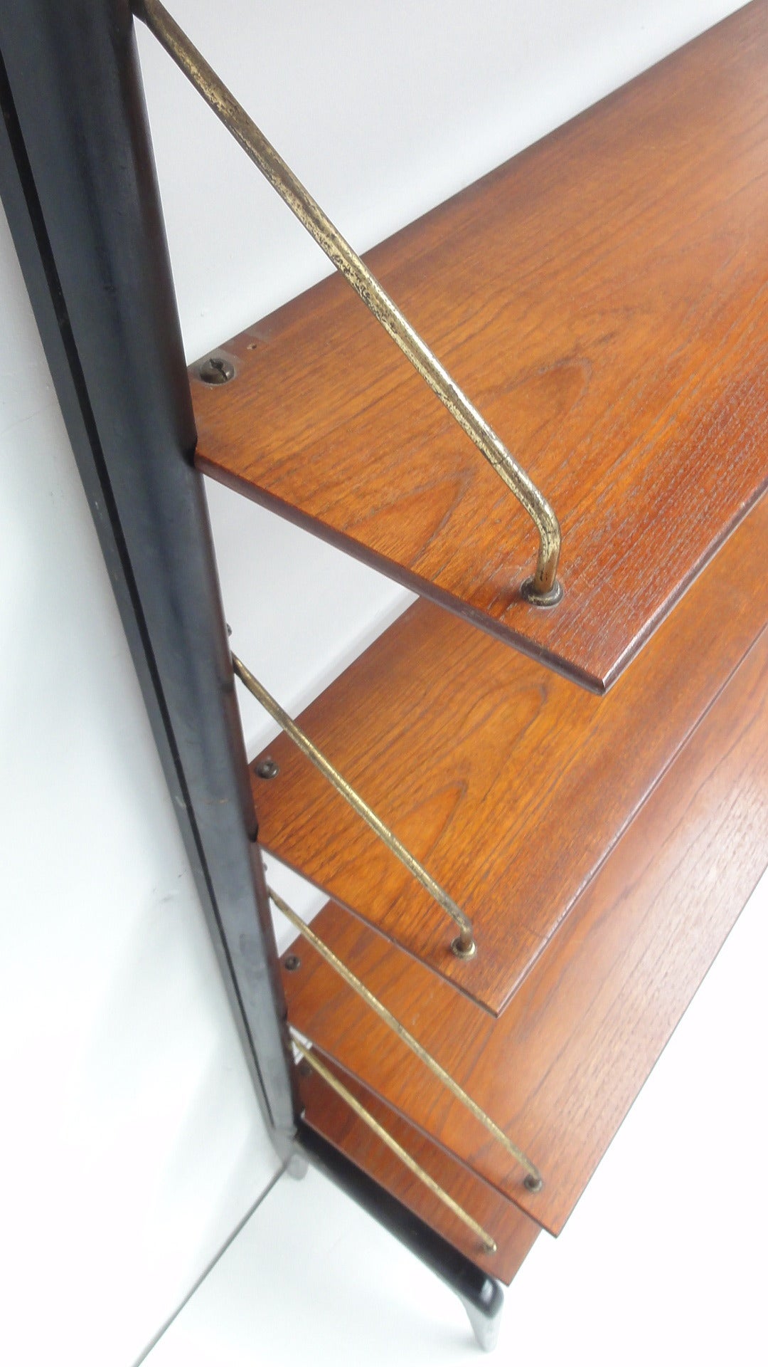 Dutch Beautiful Organic Brass and Teak 1950s Shelving by Louis Van Teeffelen for Wébé