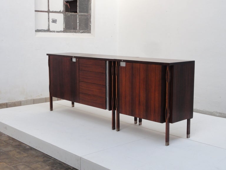 Mid-20th Century Superb  Ico Parisi rosewood 'Taormina' credenza with matching side cabinet, 1958