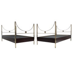 Supremely elegant Carlo di Carli , rosewood and brass beds, 1961