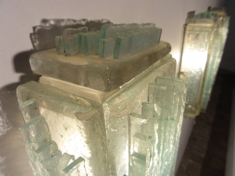 Mid-Century Modern Brutalist Form Crystal Appliques Designed By Poliarte, Verona For Hotel