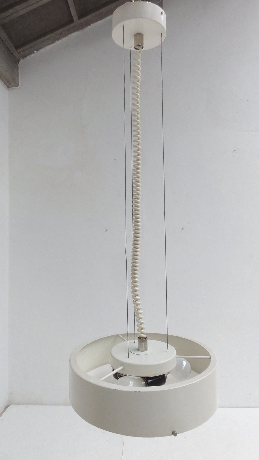 Brass White Pendant by Bruno Gatta for Stilnovo, Italy 1960s