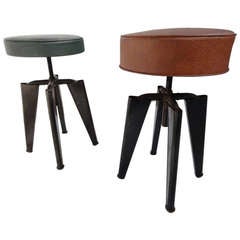 Super rare adjustable height 'Clemenceau' stools by Dominique aka  André Domin and Marcel Genevière, 1960