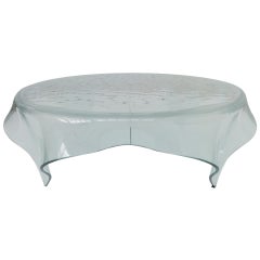 Brutalist 'Table Cloth' Glass Coffee Table Attributed to Fiam Italy 1980s