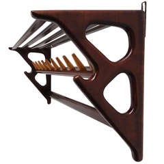 Organic 50's Dutch Coatrack In Solid Walnut And Birch 7