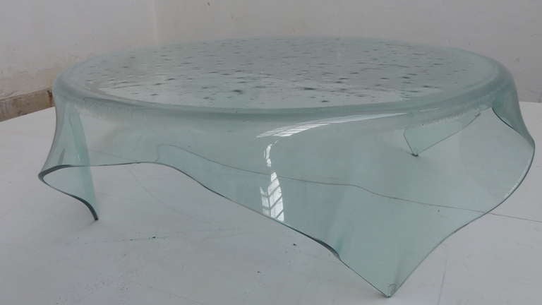 Brutalist 'Table Cloth' Glass Coffee Table Attributed to Fiam Italy 1980s 1