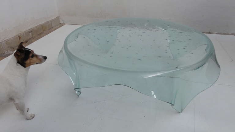Brutalist 'Table Cloth' Glass Coffee Table Attributed to Fiam Italy 1980s 2