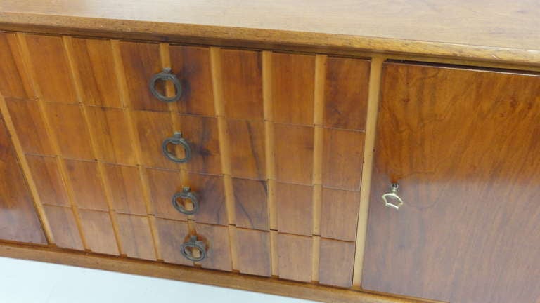 Mid-20th Century 50's Modern Classic Credenza Walnut & Brass A.A. Patijn Fristho The Netherlands