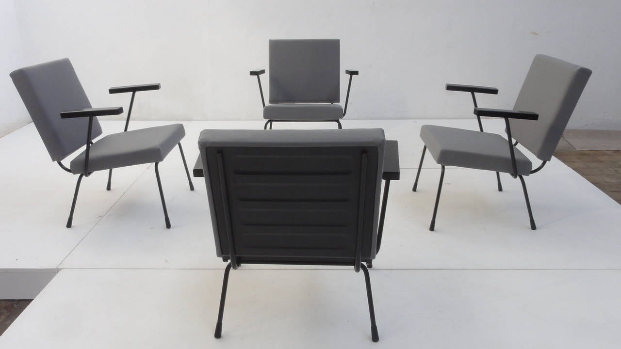 Mid-Century Modern 4 Wim Rietveld nr.1401 easy chair for Gispen, The Netherlands 1954 For Sale