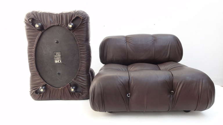 Leather 6 Bellini 'Camaleonda' modular sofa elements, brown leather, 1st ed 'C&B Italia'
