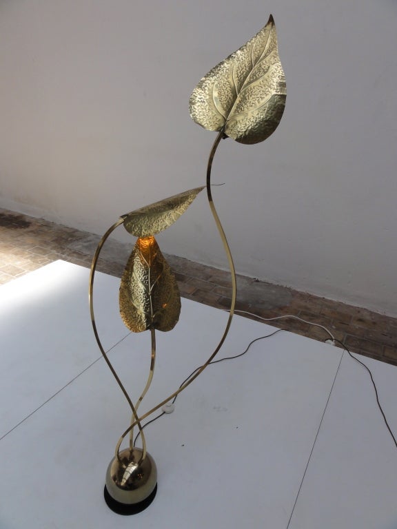 Italian Rare Brass Foliage Floor Lamps by Angelo Lelli for Arredoluce