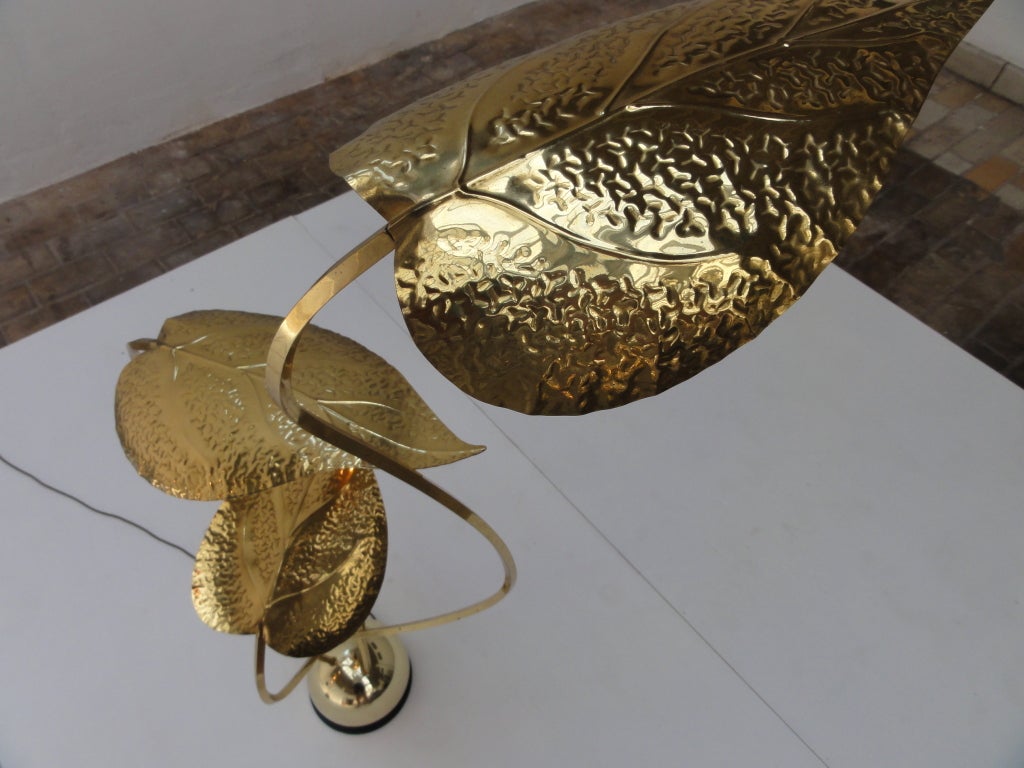Rare Brass Foliage Floor Lamps by Angelo Lelli for Arredoluce 2