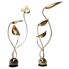 Rare Brass Foliage Floor Lamps by Angelo Lelli for Arredoluce