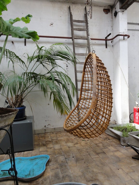 Mid-20th Century Rattan hanging chair Rohe Noordwolde The Netherlands 1960's