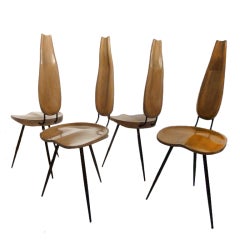 italian artisan chairs ca 1955-60 in the style of Mollino, important provenance