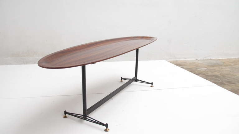 Spectacular Rosewood Surfboard Table, Italy 1950's 3