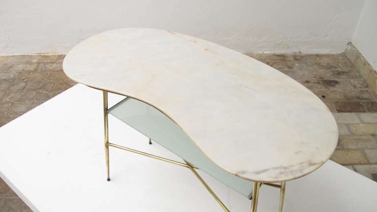 Superb 1950s Italian Carrara Marble And Brass Console Table 4