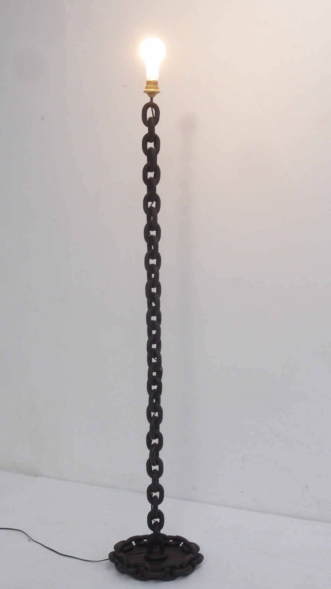 Welded Brutalist 1970s Heavy Metal Chain Floor Lamp